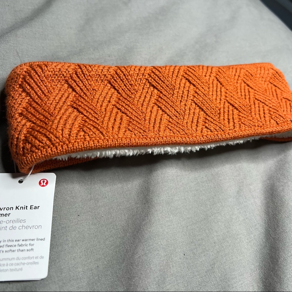 NWT Lululemon Chevron Knit Ear Warmer Canyon Orange (One Size) - Picture 4 of 10